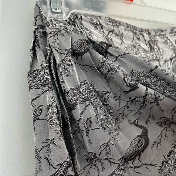 Vintage Silver Peacock Print Maxi Skirt - Picture 3 of 5